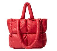 OBASDFD Ladies Large Quilted Tote Bag, Winter Soft Shoulder, Clear Handbag(Red)