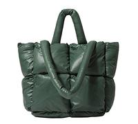 OBASDFD Ladies Large Quilted Tote Shoulder Bag Winter Soft Down Handbag(Green)