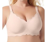 OBASDFD Lightweight Plain Thin Adjustable Shoulder Strap for Women Saggy Maternity Nursing Bra, Light Pink, 3XL(Light Pink,L)