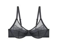 OBASDFD Lunera Lace Bra for Women, Without Underwire, Thin Mesh with Ruffles, Full Coverage, Push-Up Hanging, Beige, 90I(Gray,40C)
