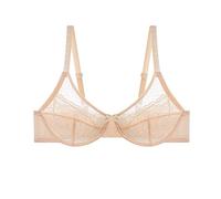 OBASDFD Lunera Lace Bra for Women, Without Underwire, Thin Mesh with Ruffles, Full Coverage, Push-Up Hanging, Beige, 90I(Beige,34J)