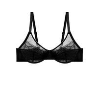OBASDFD Lunera Non-Wired Bra for Women, Without Underwire, Thin Mesh with Ruffles, Full Coverage, Push-Up Hanging, Beige, 16(Black,38J)