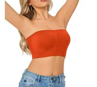 OBASDFD Luxury Everyday Comfort Bra Strapless Design Casual Wear Versatile for all Seasons Great Under T Shirts Exact Size Included, Orange, M(Orange,M)