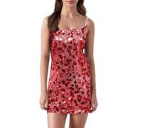 OBASDFD Mini abito da donna elegante con paillettes, per feste, serate, schiena scoperta, aderente, per discoteca, cocktail e danza, Rd1., XXL