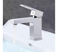 OBASDFD Miscelatore for Lavabo A Cascata da Montare sul Piano, Acqua Calda E Fredda, Maniglia Singola, Struttura in Ottone Massiccio