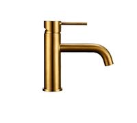 OBASDFD Miscelatore Monocomando for Lavabo in Oro Spazzolato con Cartuccia in Ceramica for Acqua Calda/Fredda(12)