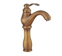 OBASDFD Miscelatore Monocomando for Lavabo in Ottone Anticato con Cartuccia in Ceramica for Acqua Calda/Fredda (sopra Il Piano)