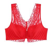 OBASDFD No Steel Ring Bra, Ultralight Non-Marking Underwear with Fixed Shoulder Straps, Skin, 36A/B(Red,10)