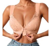 OBASDFD Non-Wired Lace Push Up Bra with Front Closure And Non-Removable Pads for Everyday Comfort And Style, Rose Gold, XL(Rose Gold,M)