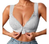 OBASDFD Non-Wired Lace Push Up Bra with Front Closure And Non-Removable Pads for Everyday Comfort And Style, Rose Gold, XL(Gray,L)