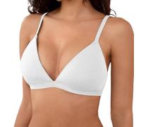 OBASDFD Non-Wired Triangle Bralette Unlined Seamless No Underwire Comfortable Unpadded Everyday Bra, White, S(White,S)