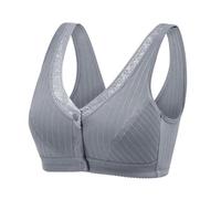 OBASDFD Plus Size Bra Front Open Buckle Without Underwire Lace Vest Cotton Sports Underwear Women, Gray, A(B,E)