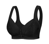 OBASDFD Plus Size Lace Bralette, Non-Wired Front Closure, Large Sleep Bra for More Comfort Bustier Multipack, Black, 46C(Black,46E)