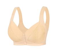 OBASDFD Plus Size Lace Bralette, Wirefree Front Closure, Large Sleep Bra for Comfort, Light Yellow, 46B(Light Yellow,46F)