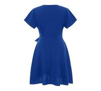 OBASDFD Pull Robe Femme Miniabito Pieghe da Donna, Taglie Forti, Maniche Corte, con Scollo(Blue,3XL)