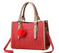 OBASDFD Purses And Handbags Tote Bag With Simple Pattern Large Capacity Single Shoulder With Pebble Grain(Red)