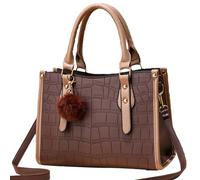 OBASDFD Purses And Handbags Tote Bag With Simple Pattern Large Capacity Single Shoulder With Pebble Grain(Brown)