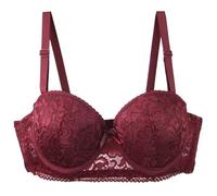 OBASDFD Push Up Bra Underwired for Full Bust for Plus Size Support, Comfortable Lift, Everyday T-Shirt with Wide Straps on The Sides, Red, 38C(Red,42B)