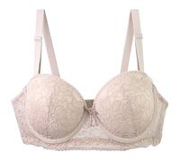 OBASDFD Push Up Bra Underwired for Full Bust for Plus Size Support, Comfortable Lift, Everyday T-Shirt with Wide Straps on The Sides, Red, 38C(Beige,42A)
