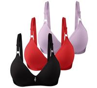 OBASDFD Push Up Bra Women with Front Side Buckle Lace Edge No Steel Ring Movement Seamless Gathering Adjustment Yoga Sleep Large, Purple, 14(Purple,10)