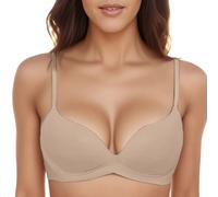 OBASDFD Push Up Bra Women's T-Shirt with Padded Bralette Without Underwire Seamless Comfortable Soft Cup, Beige, 32A/B(White,38A/B)