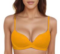 OBASDFD Push Up Bra Women's T-Shirt with Padded Bralette Without Underwire Seamless Comfortable Soft Cup, Coffee, 38A/B(Yellow,38A/B)