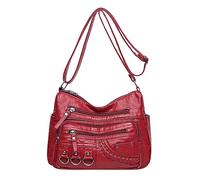 OBASDFD Quilted Large Carryall Tote Bag,Lightweight Padded Puffer Shoulder Hobo(Red)