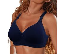 OBASDFD Reggiseno intimo da donna senza anello in acciaio, push-up, rosa, 52D, Blu, 48