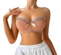 OBASDFD Reggiseno Push Up con Ferretto in Pizzo A Mezza Coppa T-Shirt Liscio for Donna Comodo Supporto Spalline Regolabili, Kaki, XL(Khaki,L)