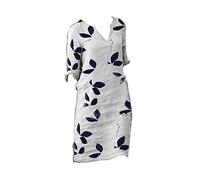 OBASDFD Robe Noire Femme Plus Size Medio Lunghezza Stampato Manica Lunga Scollo A V Abito, I, M