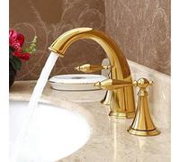 OBASDFD Rubinetto Antico for Lavabo A Parete - Struttura in Ottone con Doppie Maniglie, Design Classico