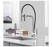 OBASDFD Rubinetto da Cucina A 3 Vie High Arc con Doccetta Estraibile, Filtro in 1 E Miscelatore Caldo/Freddo, Maniglia Singola Moderna - Nero(Cromo)