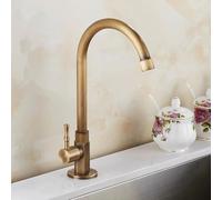 OBASDFD Rubinetto da Cucina A Collo D'Oca in Ottone con Leva Singola for Acqua Fredda, for Lavello Esterno Montato sul Ponte (Finitura Bronzo Spazzolato)