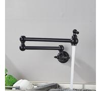 OBASDFD Rubinetto da Cucina A Parete in Oro Spazzolato, Girevole for Acqua Fredda, for Lavabo in Ottone, 1 Incluso(Black C)