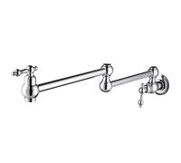 OBASDFD Rubinetto da Cucina A Parete in Ottone Massiccio Cromato, con Braccio Girevole A Doppio Snodo, Pieghevole Ed Estensibile