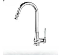 OBASDFD Rubinetto da Cucina con Finitura Anticata E Rotazione A 360° - Miscelatore for Acqua Calda Fredda, Doccetta Estraibile, Foro Singolo(Chrome B)