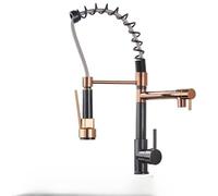 OBASDFD Rubinetto da Cucina Cromato con Molla Estraibile, Doppio Beccuccio, Spruzzatore Portatile Girevole A 360° E Miscelatore Caldo/Freddo - A, Golden B(A And Rose Golden)