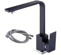 OBASDFD Rubinetto da Cucina Estraibile Interamente in Rame Nero con Acqua Calda E Fredda, Bocca Girevole A 360°, Cartuccia in Ceramica