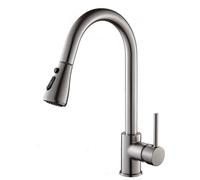 OBASDFD Rubinetto da Cucina Estraibile Sensibile al Tocco, Miscelatore Caldo/Freddo, Finitura Oro Nero, Montaggio A Foro Singolo(Touch-Brushed)