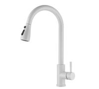 OBASDFD Rubinetto da Cucina Estraibile Sensibile al Tocco, Miscelatore Caldo/Freddo, Finitura Oro Nero, Montaggio A Foro Singolo(Not Touch-White)