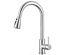 OBASDFD Rubinetto da Cucina Estraibile Sensibile al Tocco, Miscelatore Caldo/Freddo, Finitura Oro Nero, Montaggio A Foro Singolo(Not Touch-Chrome)