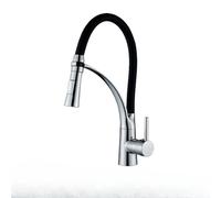 OBASDFD Rubinetto da Cucina in Nichel Nero Cromato, Spruzzatore Girevole A 360°, Miscelatore for Acqua Calda E Fredda, Foro Singolo(Chrome)