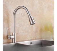 OBASDFD Rubinetto da Cucina in Nichel Spazzolato con Doccetta Estraibile, Miscelatore Monoforo Incasso, Bocca Girevole A 360°(Brushed Nickel A)