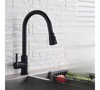 OBASDFD Rubinetto da Cucina in Nichel Spazzolato con Doccetta Estraibile, Miscelatore Monoforo Incasso, Bocca Girevole A 360°(Black B)