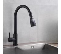 OBASDFD Rubinetto da Cucina in Nichel Spazzolato con Doccetta Estraibile, Miscelatore Monoforo Incasso, Bocca Girevole A 360°(Black A)