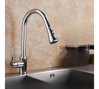 OBASDFD Rubinetto da Cucina in Nichel Spazzolato con Doccetta Estraibile, Miscelatore Monoforo Incasso, Bocca Girevole A 360°(Chrome B)