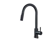 OBASDFD Rubinetto da Cucina in Nichel Spazzolato con Ugello Flessibile Estraibile, Miscelatore for Acqua Calda E Fredda, Nero Opaco, Doccetta A Getto(Matte Black D)