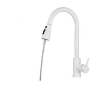 OBASDFD Rubinetto da Cucina in Nichel Spazzolato con Ugello Flessibile Estraibile, Miscelatore for Acqua Calda E Fredda, Nero Opaco, Doccetta A Getto(White A)