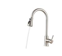 OBASDFD Rubinetto da Cucina in Nichel Spazzolato con Ugello Flessibile Estraibile, Miscelatore for Acqua Calda E Fredda, Nero Opaco, Doccetta A Getto(Brushed Nickel C)