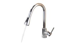 OBASDFD Rubinetto da Cucina in Nichel Spazzolato con Ugello Flessibile Estraibile, Miscelatore for Acqua Calda E Fredda, Nero Opaco, Doccetta A Getto(Chrome A)